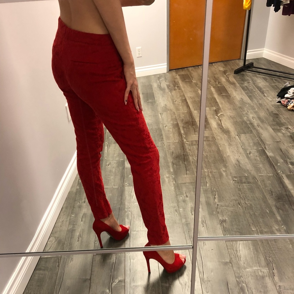 Red patterned pants